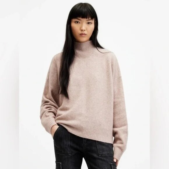 AllSaints Asha Sweater Size Small Soft Fluffy Long Sleeve Pullover Cream Comfort - Picture 16 of 16